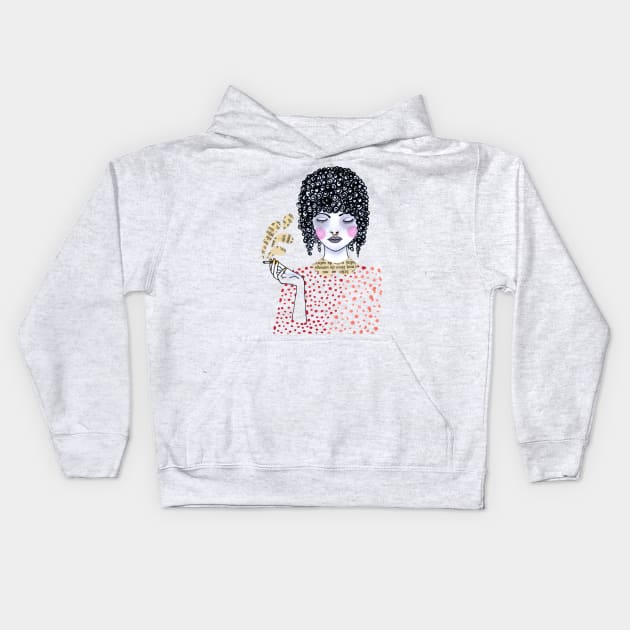 African Woman Cigarette Art Kids Hoodie by BalumbaArt